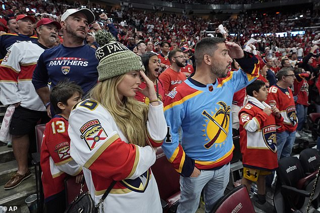 Florida Panthers fans look on dejected as their team failed to take home the Stanley Cup.