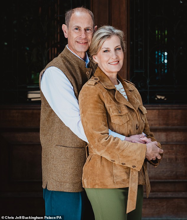 The Duke and Duchess of Edinburgh in the gardens of Bagshot Park. The image was released by the Palace on the occasion of the couple's 25th wedding anniversary.