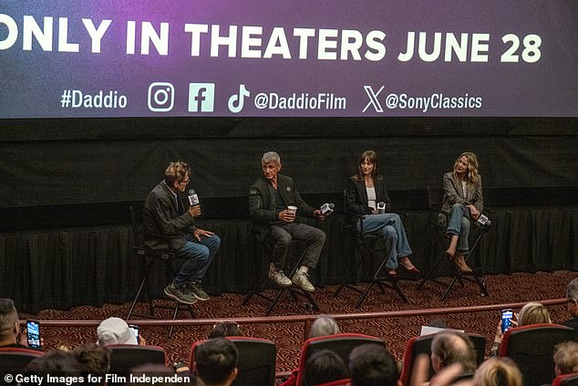 Left to right: Film Independent president Josh Welsh, actors Sean Penn and Dakota Johnson, and writer-director Christy Hall attend Film Independent's special screening of Daddio.