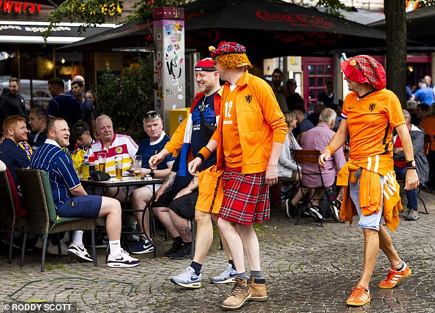 Scottish fans begin to gather before the decisive match.