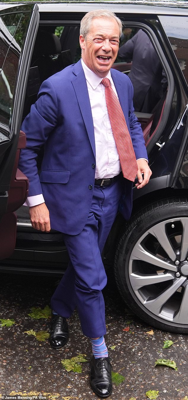 While both men channel a traditional English aesthetic, Farage has recently toned down his style and tends to stick to navy suits, white shirts, and statement ties and socks.