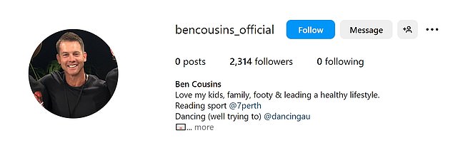 Cousins ​​has launched his Instagram account @bencousins_official