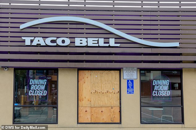 A Taco Bell in downtown Oakland that is no longer allowing customers inside for safety reasons.