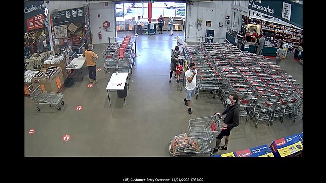 Stein picked up five 20kg sandbags and loaded them onto a trolley at Bunnings in Sydney's northwest.