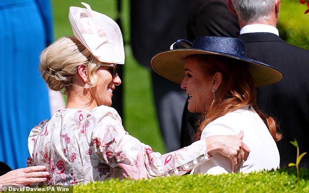 Zara also gave Beatrice's mother an equally warm greeting and was seen putting a hand on the Duchess of York's shoulder.