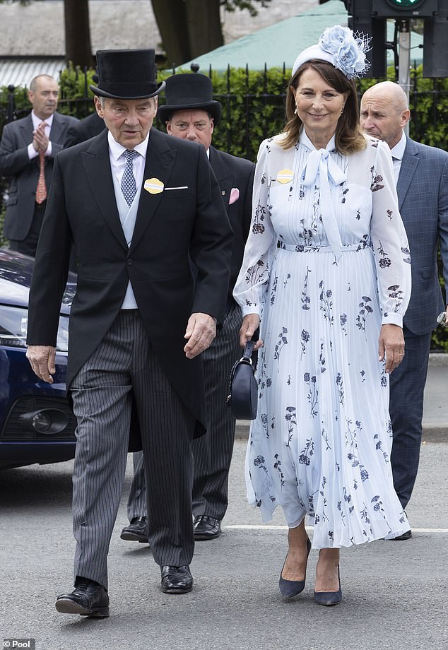 Dressed in all their finery, the radiant couple looked in high spirits as they arrived side by side for the prestigious event at Berkshire Racecourse.