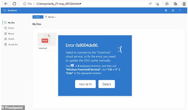 While fake overlapping Google Chrome, Microsoft Word, and OneDrive errors (example pictured above) have already been documented, Proofpoint researchers warned that this basic form of hacking could present itself as other trusted software update requests in the future.