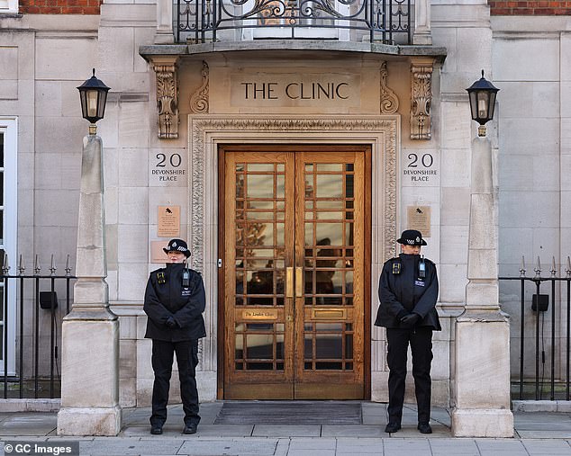 The Princess of Wales, 42, and King Charles, 75, received treatment at the London Clinic (pictured) on Harley Street earlier this year.