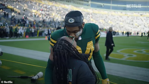 Biles was on the sidelines several times to cheer on her husband during the 2023 NFL season