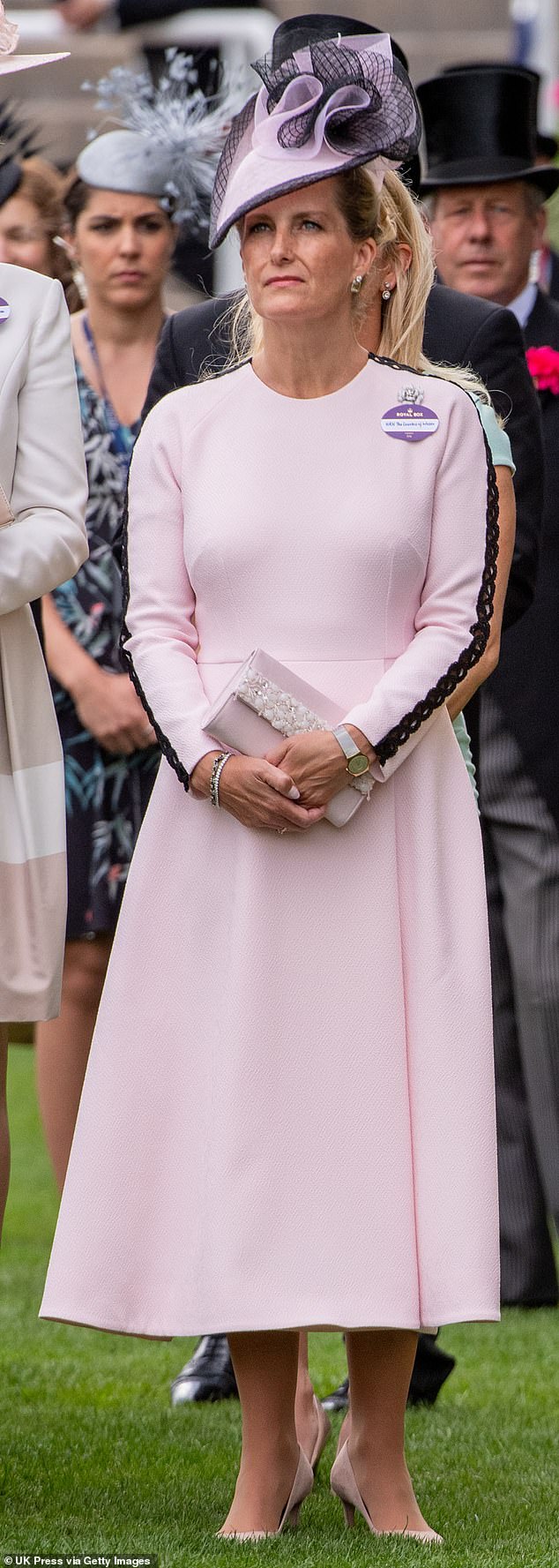 It was Beatrice's second time wearing a dress that Sophie wore for the first time (pictured with Emilia Wickstead at Royal Ascot in 2018).