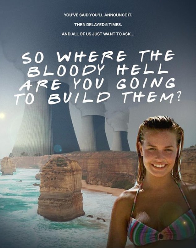 Before Dutton revealed where the reactors would be located, Labor MP Libby Coker shared this meme, inspired by Lara Bingle's famous Tourism Australia advert.