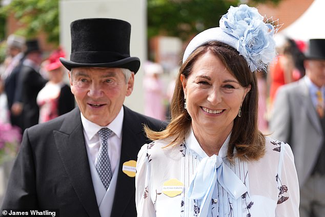 Carole arrived with her husband Michael Middleton at the event in Berkshire this afternoon.