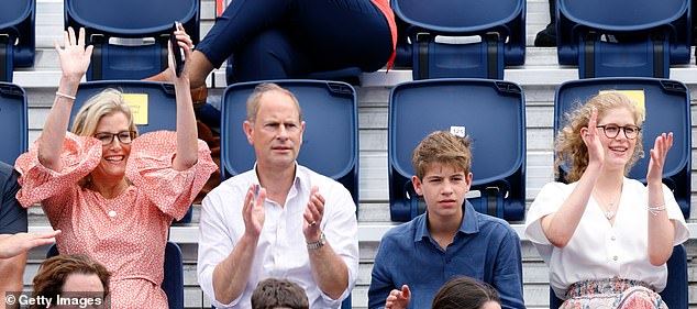 Sophie and Edward are pictured with their children Lady Louise and James, Earl of Wessex, at a hockey match in 2022.