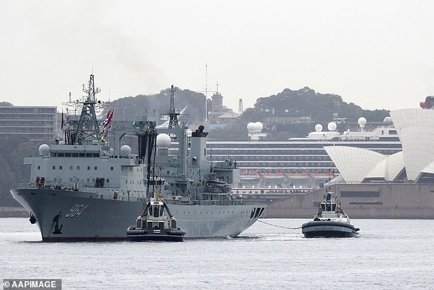 A Chinese warship in Sydney Harbor on June 7, 2019. Mike Pezzullo wrote about the military threat posed by China in a 2009 Defense White Paper and said successive Australian governments have not done enough since then.