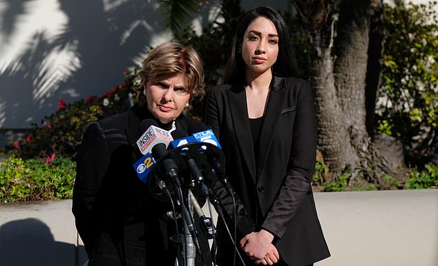 Former production assistant Mahim Khan (pictured right with lawyer Gloria Allred) warned him against 