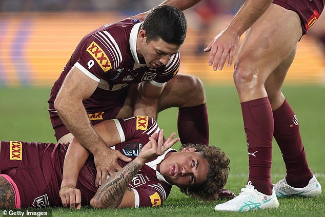 Maroons coach Billy Slater suggested NSW deliberately targeted Queensland youngster Reece Walsh in the series opener on June 5 in Sydney (pictured).