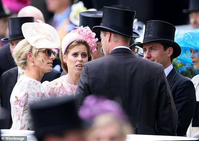 Zara with Princess Beatrice and Prince William, on the second day of Royal Ascot 2024