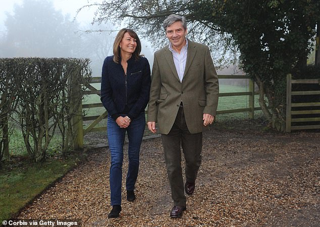 Carole and Michael before making a statement about their daughter Kate's engagement to Prince William, 2010