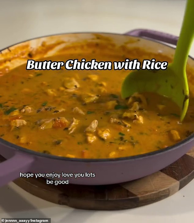 Jen uses Aldi's Butter Chicken Recipe Pack because it's only $3.99