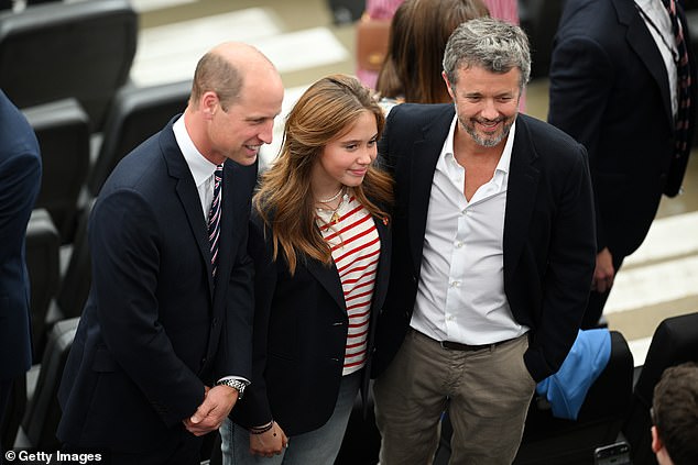 Princess Josephine wore a red and white striped t-shirt - a nod to the Danish flag - and her father also opted for a casual look