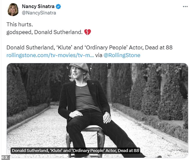 Meanwhile, Frank Sinatra's daughter Nancy tweeted: 