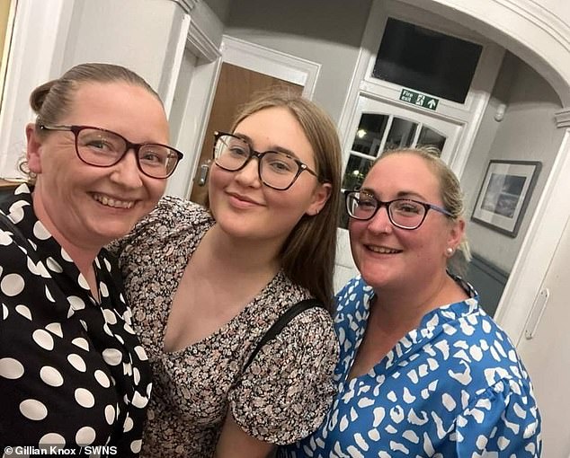 Gillian (left) and Rachel (right) used to communicate only through Alan to arrange childcare for Rachel's 14-year-old daughter Alexa (centre).