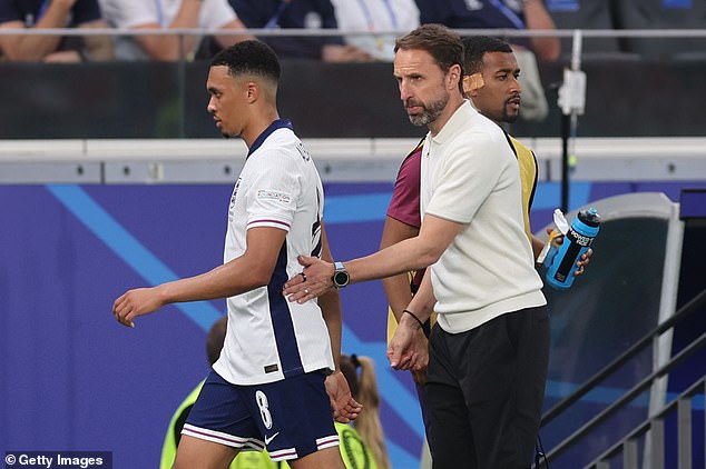 Alexander-Arnold looked sad as he trudged off in the 54th minute here in Frankfurt.