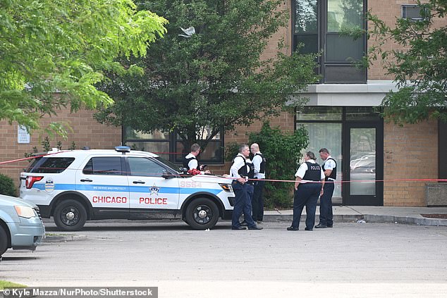 Chicago Police Superintendent Larry Snelling told reporters that Rivera was leaving his home when gunshots were heard. The shooting scene is seen here.