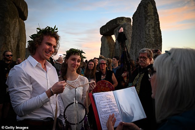 Walter Ross marries Laura Cummings as the sun sets on Stonehenge