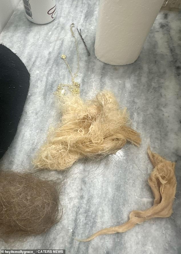 Strands of hair began to fall out after Molly bleached her hair for the second time.