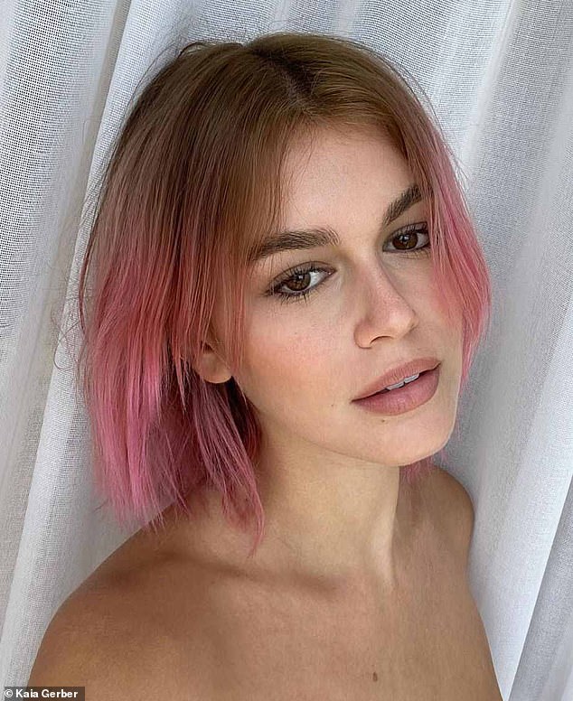 Top model Cindy Crawford's daughter Kaia Gerber (pictured) dyed her brown hair light pink.