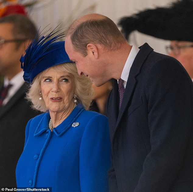 Camilla and William smile as they are pictured chatting in November 2022.