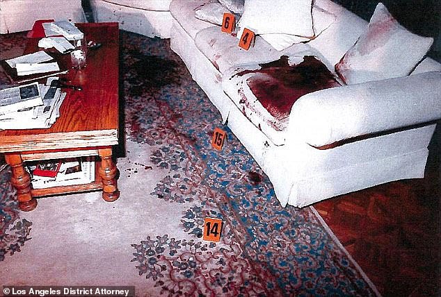 On August 20, 1989, Lyle and Erik entered the studio of their $5 million mansion in Beverly Hills and shot José at point-blank range in the back of the head. Above is a photo of the crime scene.