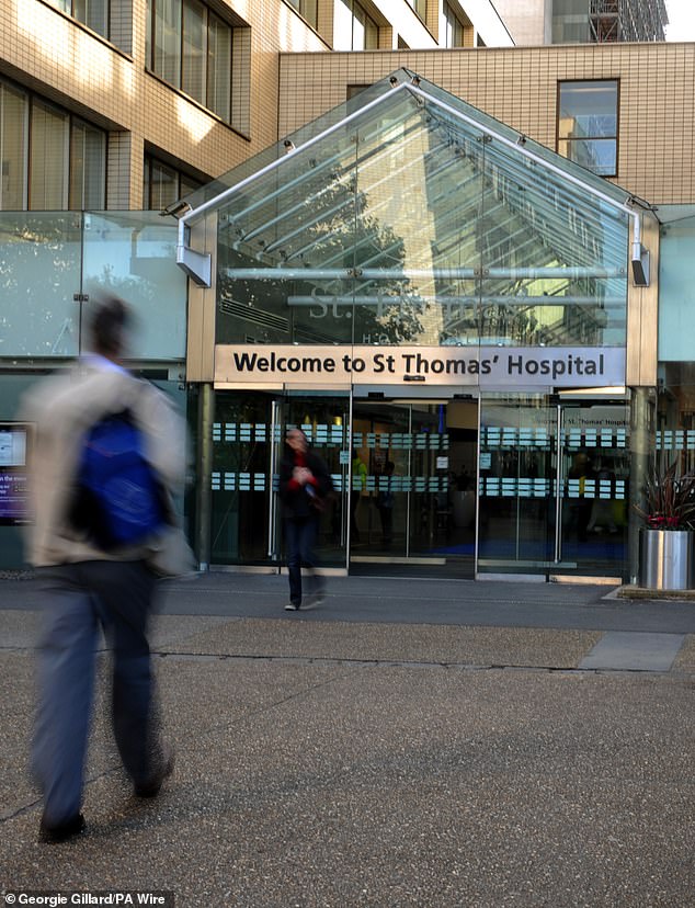 The number of reorganized planned operations has reduced by 494 since the first week after the attack, June 3-9, but the number of missed outpatient appointments has increased by 394 (pictured: Guys and St Thomas' Hospital)