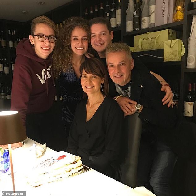 The couple had three children together: Valentina (pictured, center left), born in 1990, Mattia (pictured, center right), born in 1994, and Leonardo (pictured, left), born in 2005.