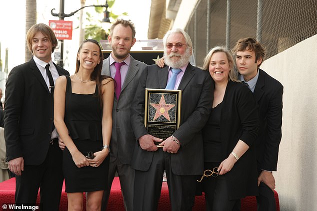 Angus Sutherland with a quote, Roeg Sutherland, Donald Sutherland, Rachel Sutherland, Rossif Sutherland at the Hollywood Walk of Fame Star Ceremony honoring Donald Sutherland in 2011