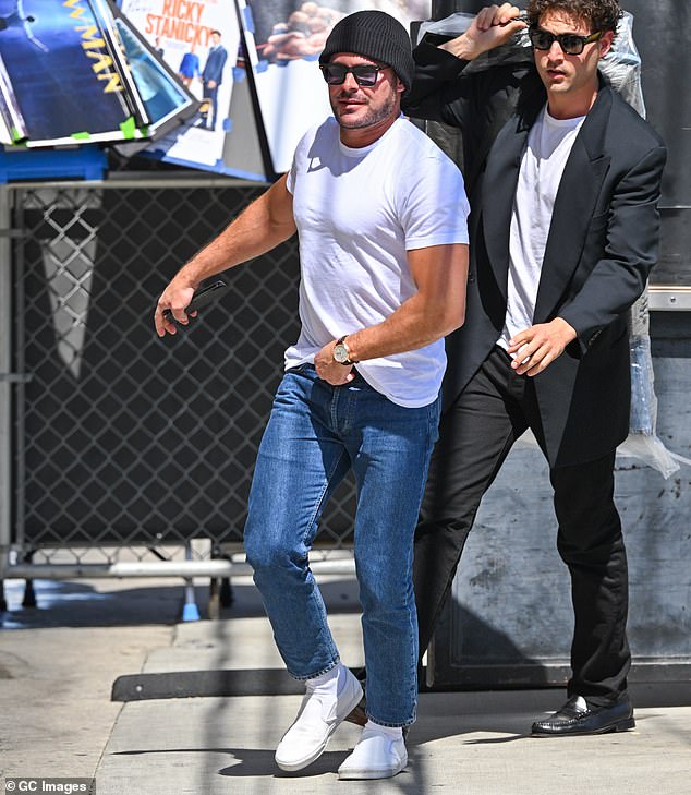 The actor was in town for Jimmy Kimmel Live! and he kept a low profile with black sunglasses and a black beanie.