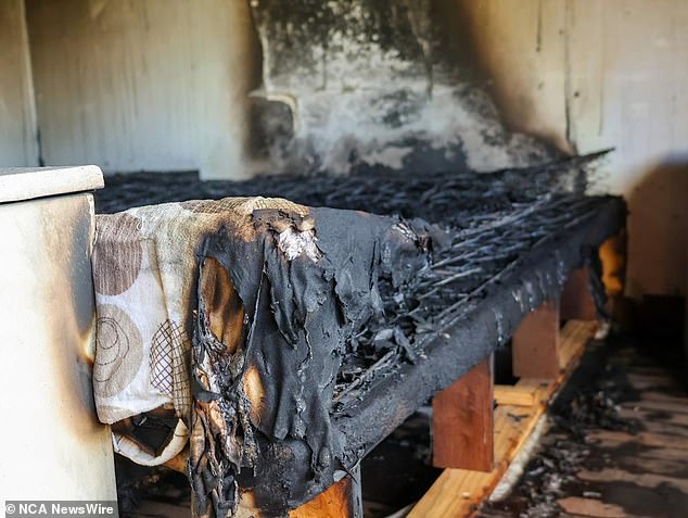 A fire ripped through a home caused by an overcharged lithium-ion battery. Photo: DFES.