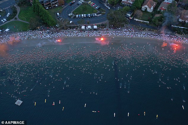 A record 3,000 people went skinny dipping at dawn in Hobart's Derwent River to mark the winter solstice.