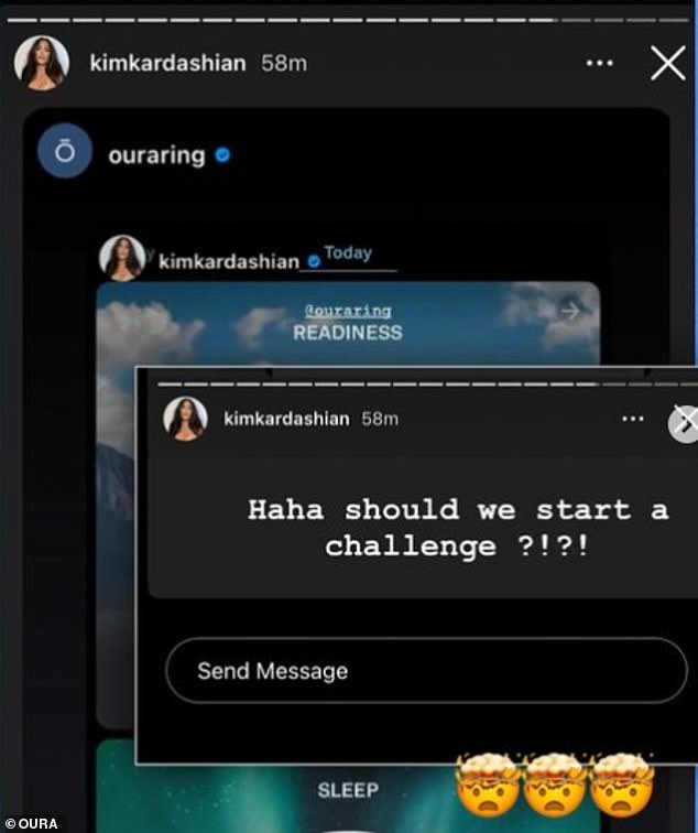 Kim Kardashian, 43, previously shared a snapshot of her Oura ring's biometric data on her Instagram Story and then challenged the brand to a sleep quality competition.