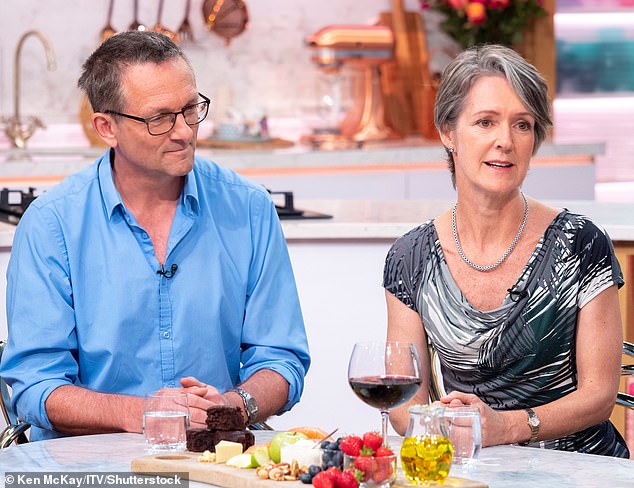 Dr Mosley, who died earlier this month at the Agia Marina resort in Crete, was best known for his revolutionary weight loss plan which involves fasting two days a week and eating a balanced diet the rest of the time. Pictured with his wife, Dr Clare Bailey.