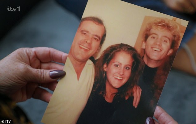 A photo of Caroline's biological father, Ray, with her half-siblings Tina and Paul, before their father died in 2009.