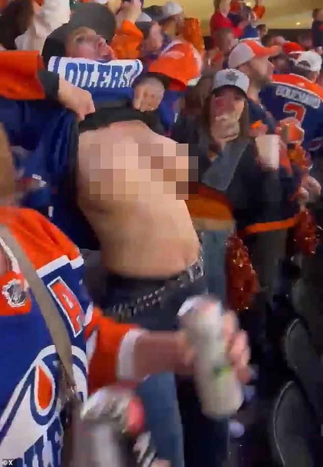 'Kate' showed off her breasts during the team's victory in Game 5 of the NHL Conference Finals against the Dallas Stars on May 31.