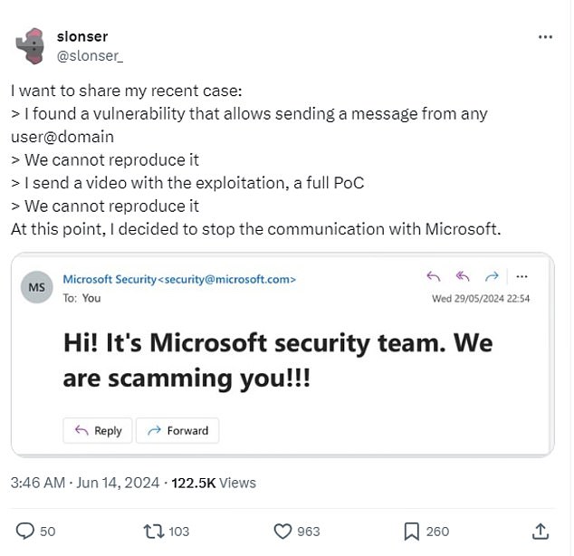 A SolidLab security researcher shared his findings on X and revealed that the vulnerability allows anyone to impersonate accounts, allowing criminals to send malicious emails to other users.