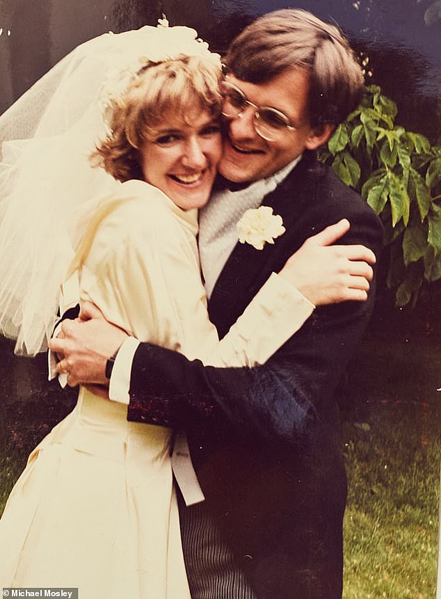 Dr Mosley with his wife Clare on their wedding day in 1987, almost 40 years ago.