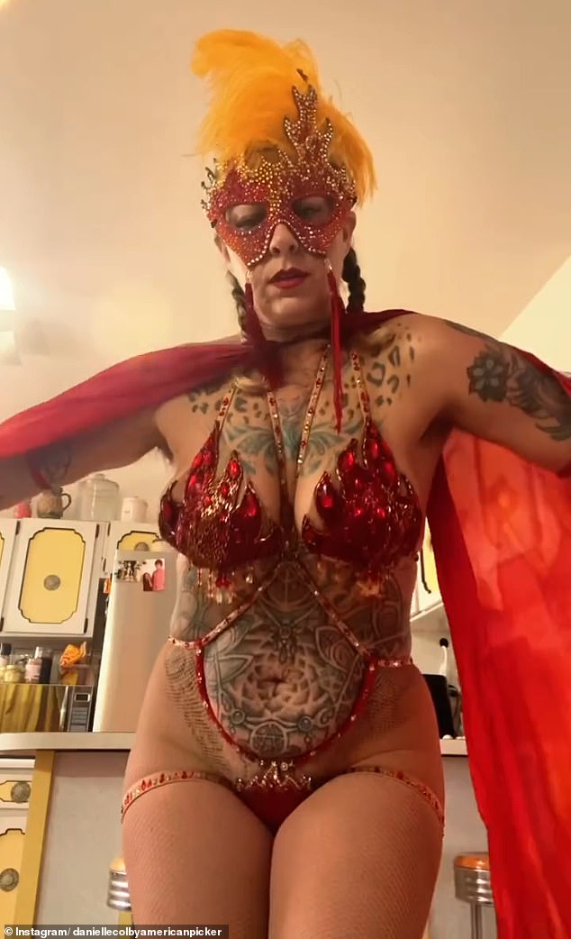 The heavily tattooed star shows off the flesh in her sexy home videos, and even films some of them in her kitchen.