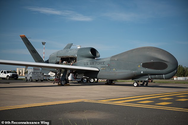 Counterfeit parts from China were also found in the artificial intelligence capabilities of the US Air Force's Global Hawk unmanned surveillance aircraft (pictured above)