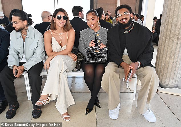 Maluma, Clara Pablo, Jordyn Woods and Karl-Anthony Towns sat in the front row of the show