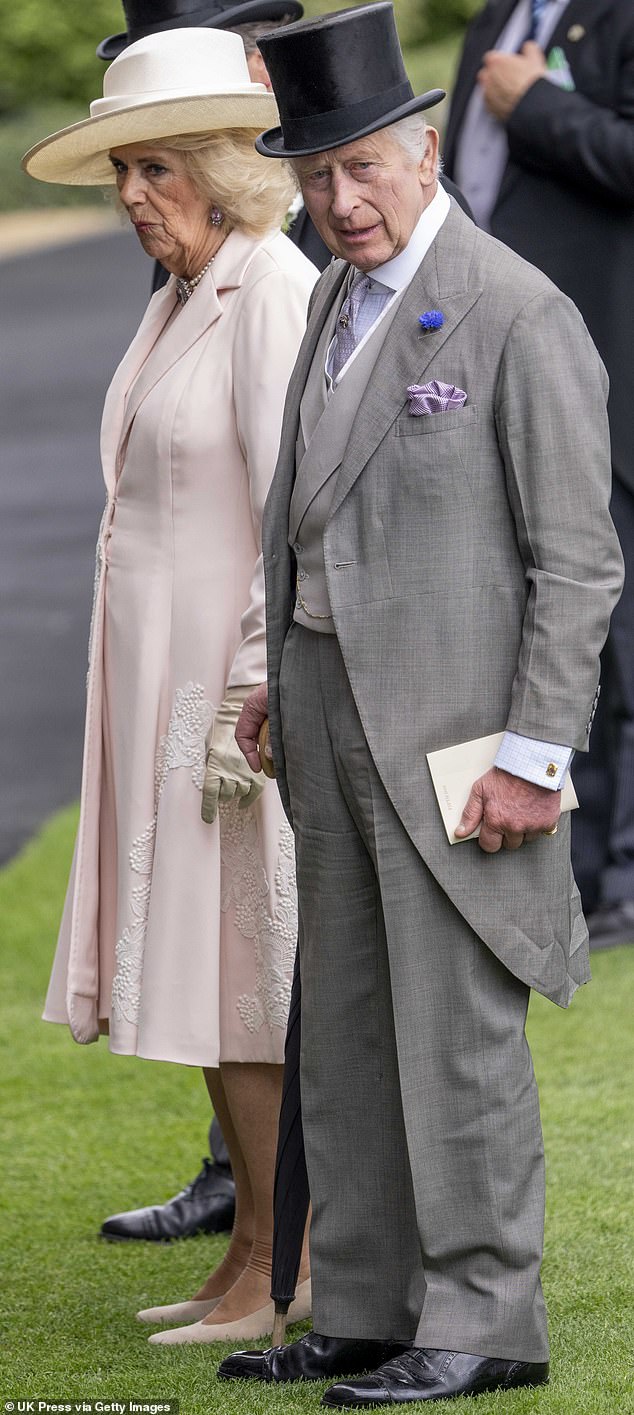 DAPPER: The King and Queen look elegant as they attend the final day of Royal Ascot in Berkshire today