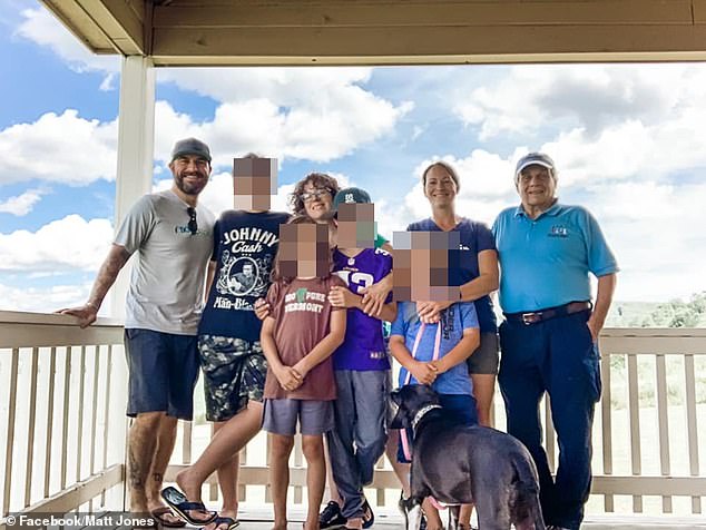 Adrianne said he was supposed to move with his family to their farm in Virginia to rebuild his life. (pictured: Dennis (right) with his children and grandchildren)